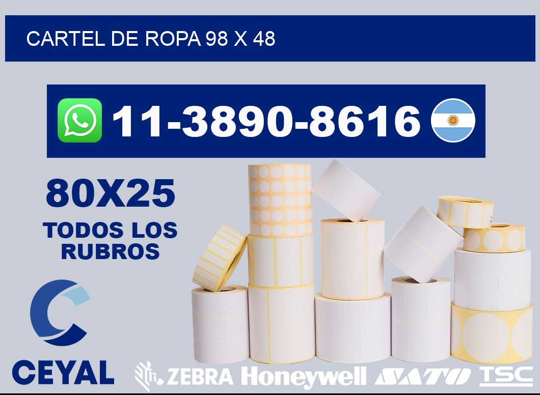 Cartel de ropa 98 x 48