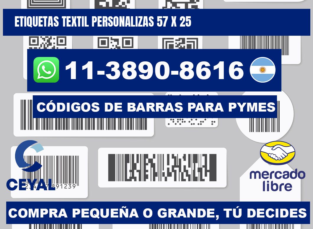 ETIQUETAS TEXTIL PERSONALIZAS 57 x 25