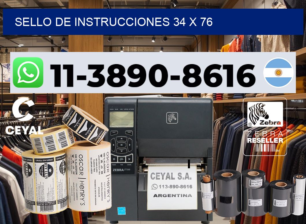 Sello de instrucciones 34 x 76