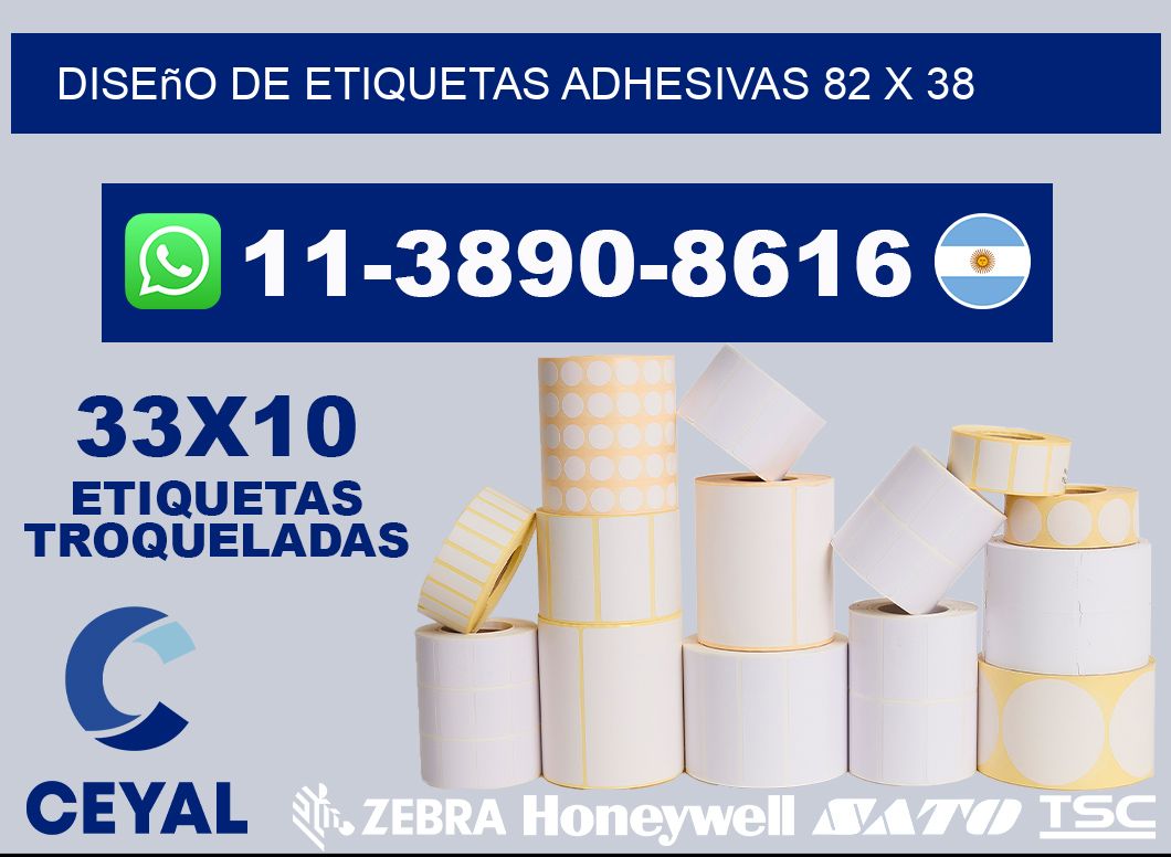 diseño de etiquetas adhesivas 82 x 38