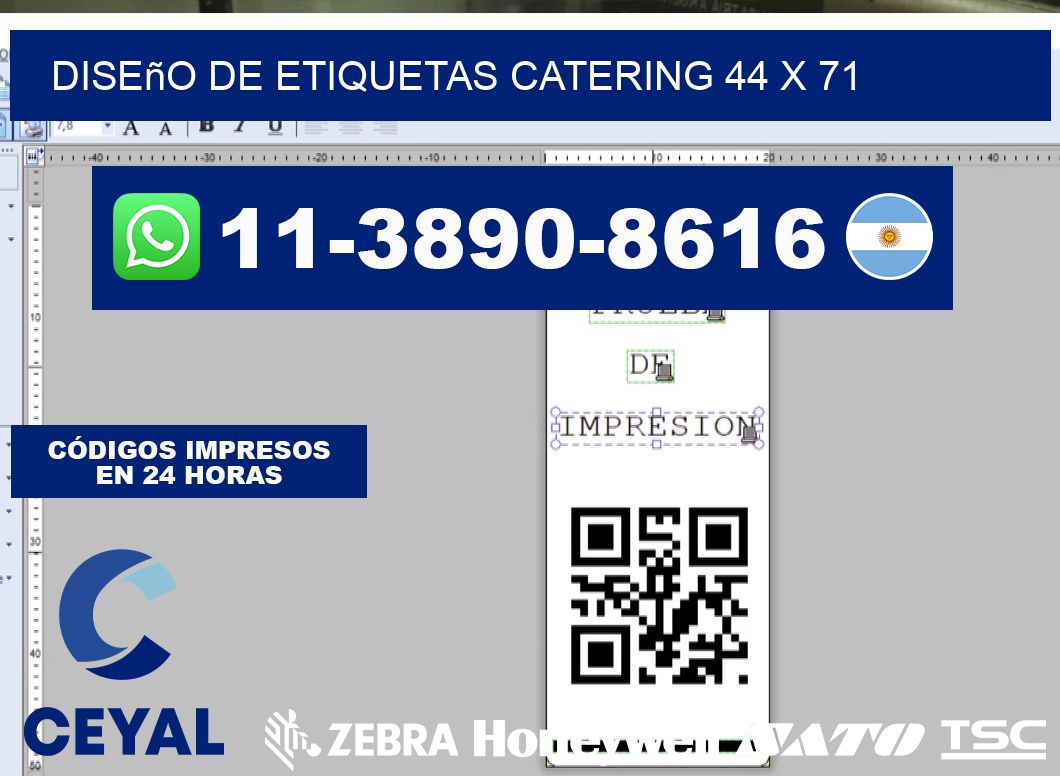 diseño de etiquetas catering 44 x 71