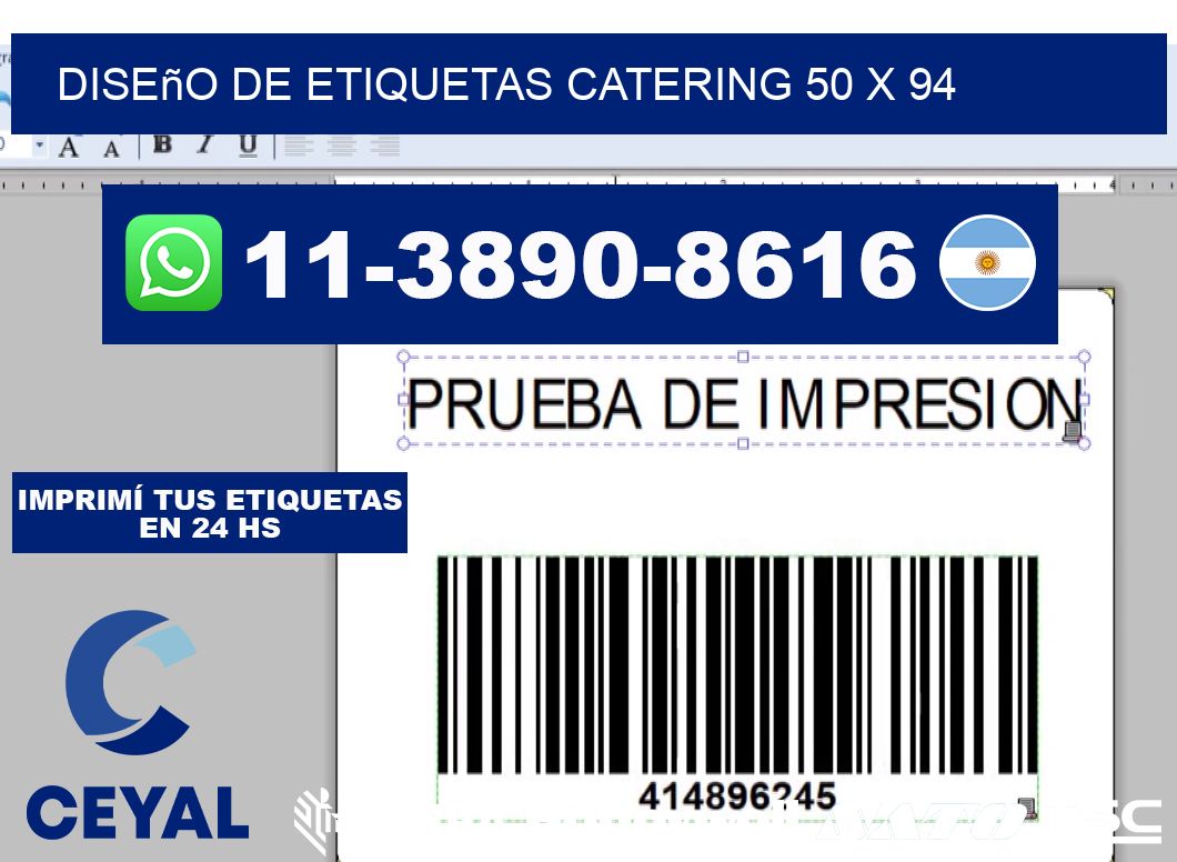 diseño de etiquetas catering 50 x 94