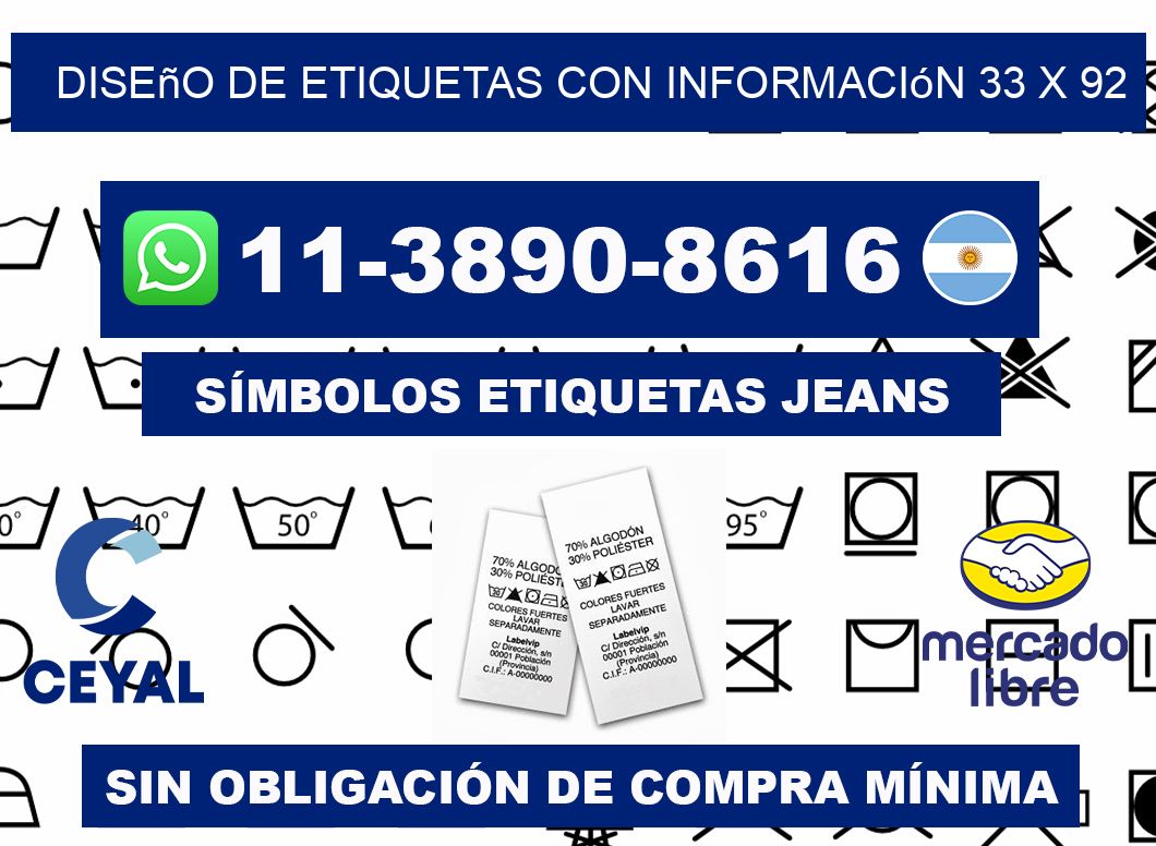 diseño de etiquetas con información 33 x 92