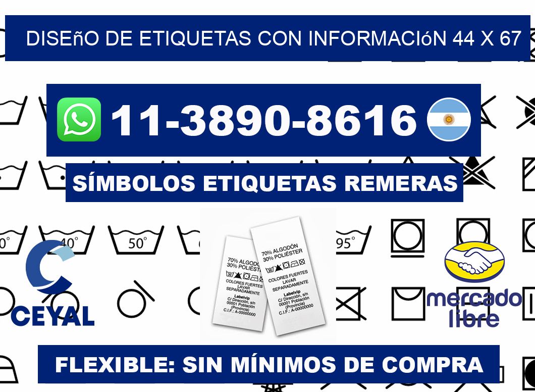 diseño de etiquetas con información 44 x 67