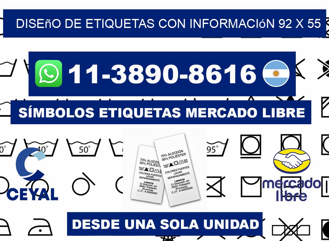 diseño de etiquetas con información 92 x 55