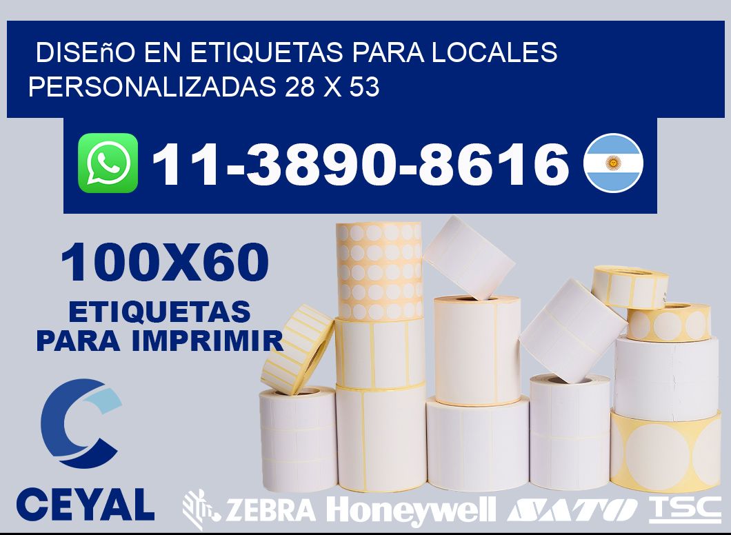 diseño en etiquetas para locales personalizadas 28 x 53
