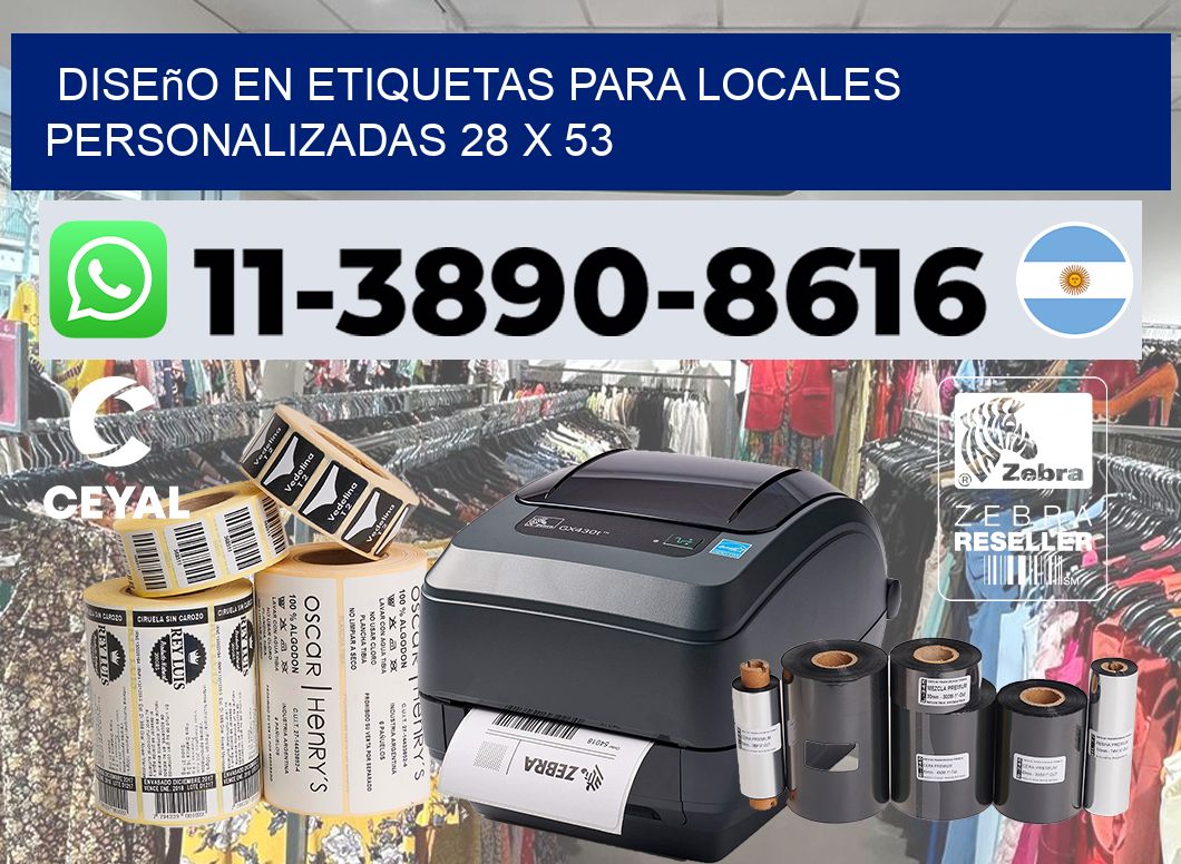diseño en etiquetas para locales personalizadas 28 x 53