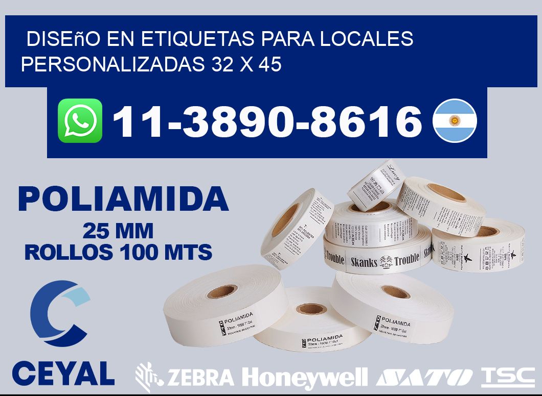 diseño en etiquetas para locales personalizadas 32 x 45