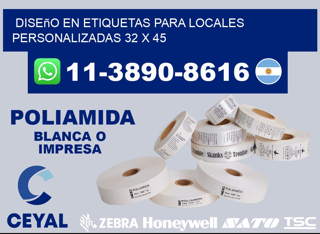 diseño en etiquetas para locales personalizadas 32 x 45