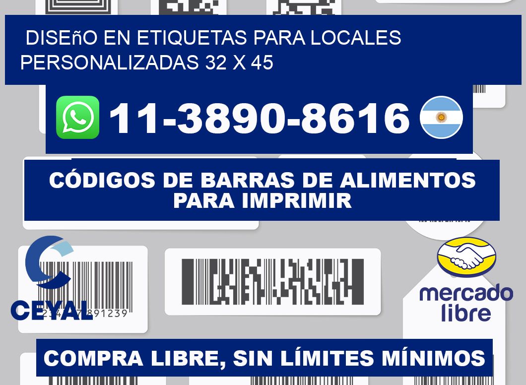 diseño en etiquetas para locales personalizadas 32 x 45