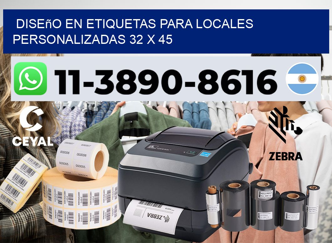 diseño en etiquetas para locales personalizadas 32 x 45
