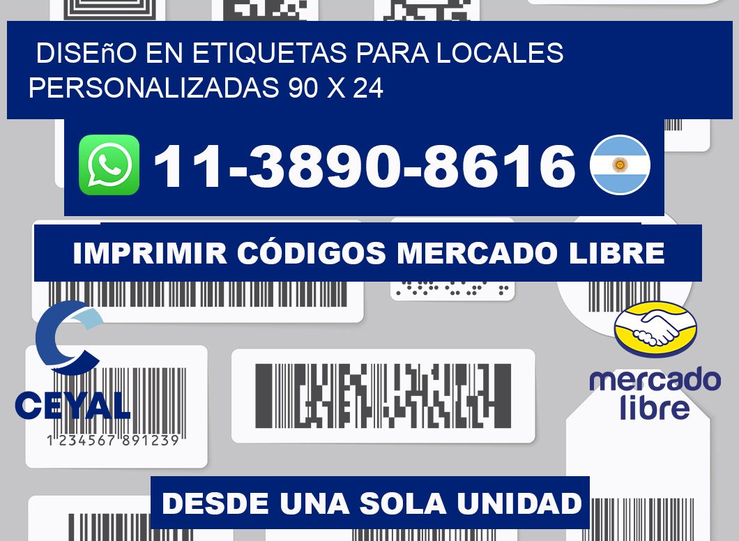 diseño en etiquetas para locales personalizadas 90 x 24