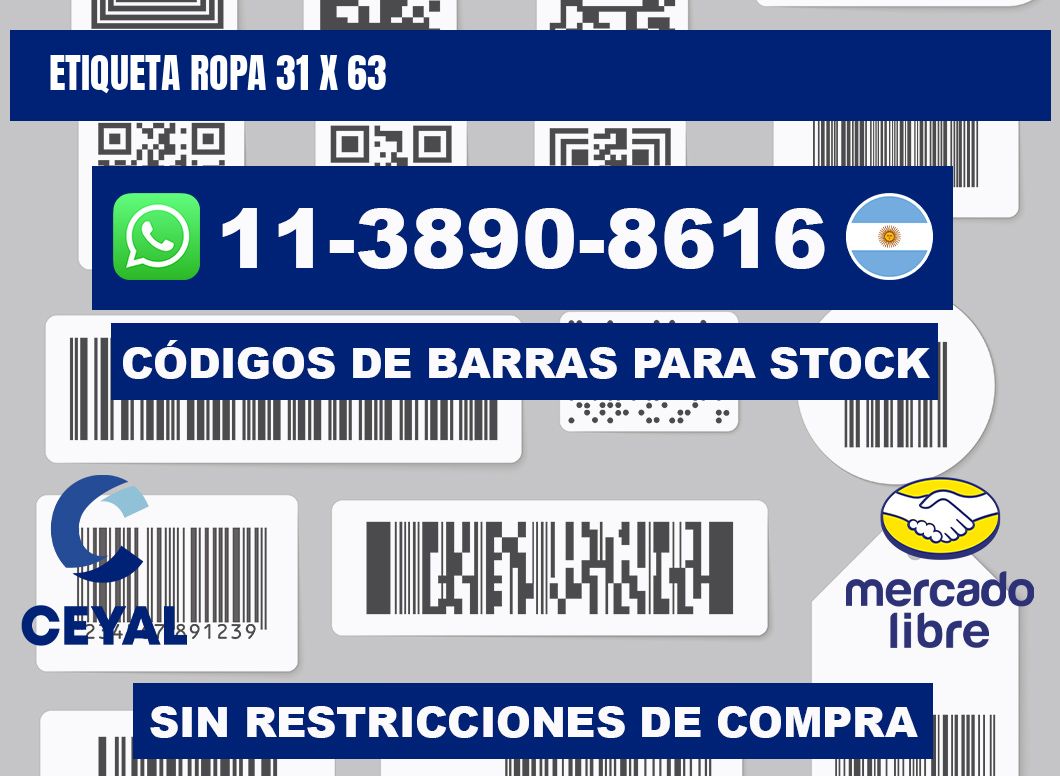 etiqueta ropa 31 x 63