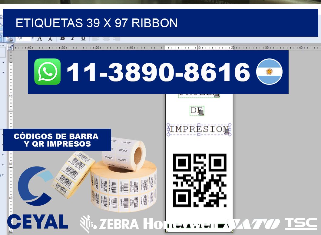 etiquetas 39 x 97 ribbon