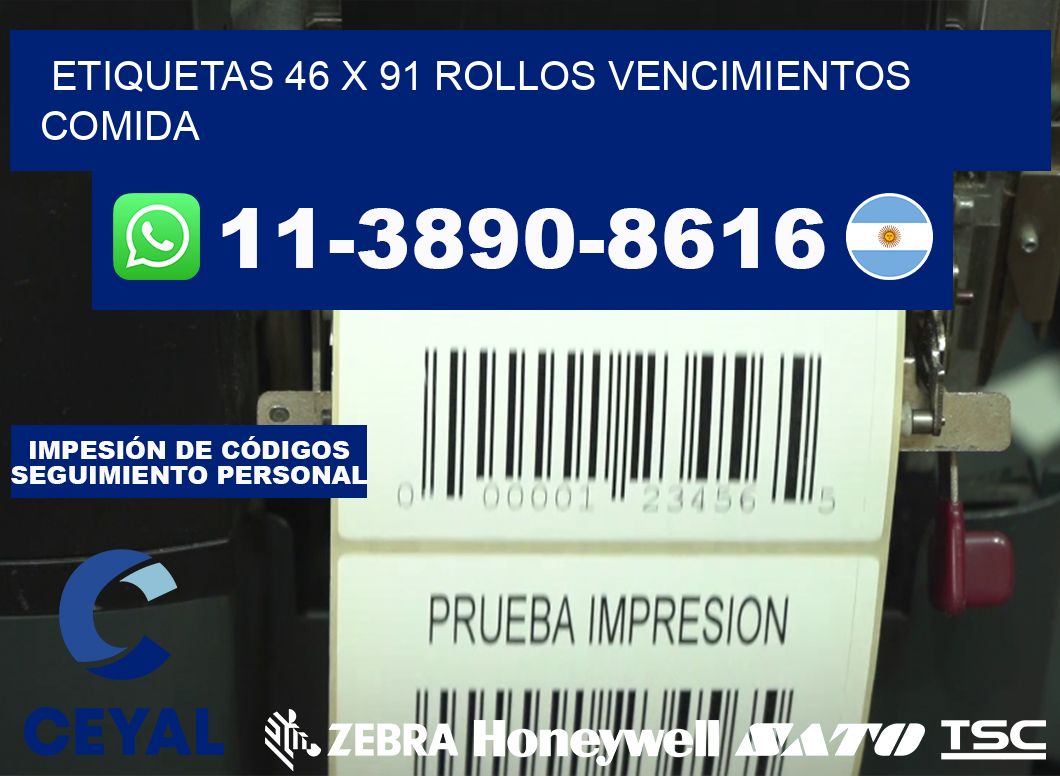 etiquetas 46 x 91 rollos vencimientos comida