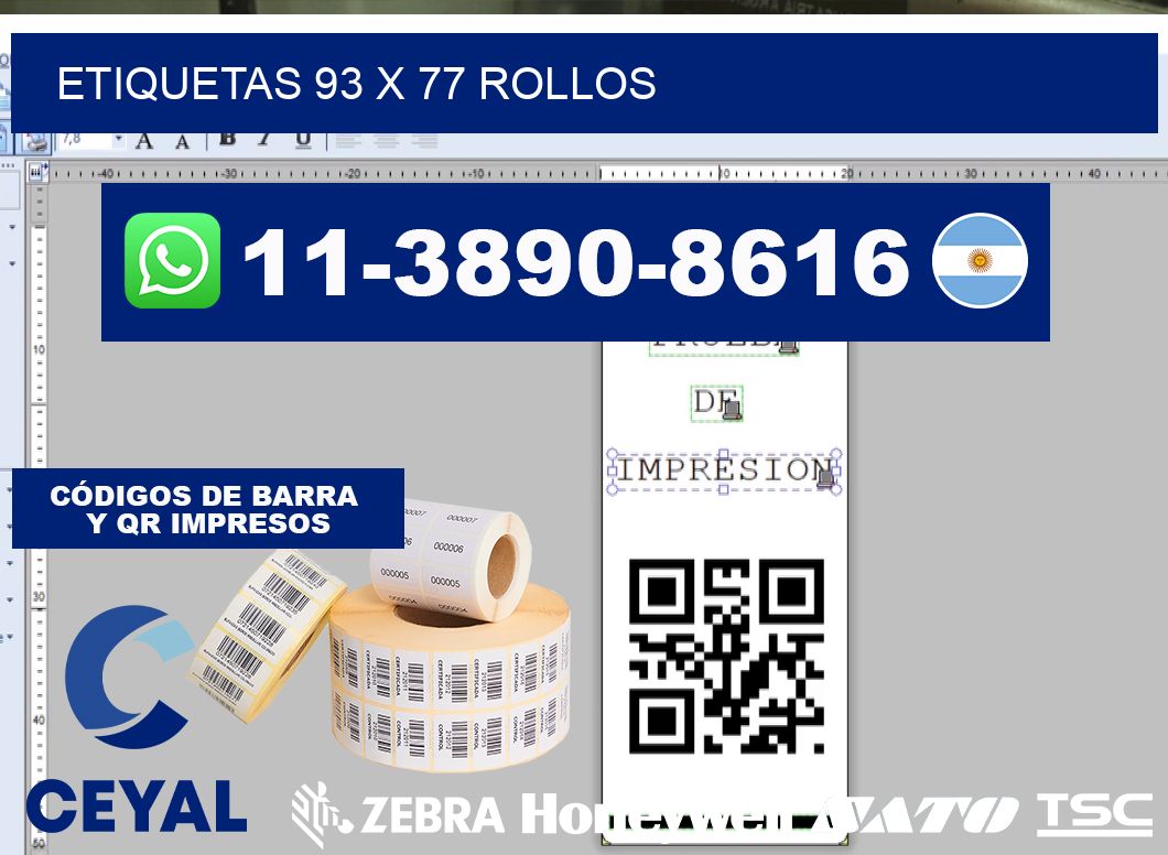 etiquetas 93 x 77 rollos