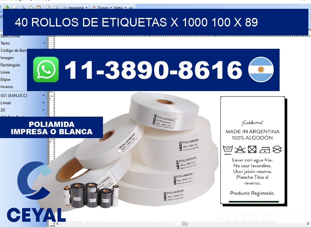 40 rollos de etiquetas x 1000 100 x 89