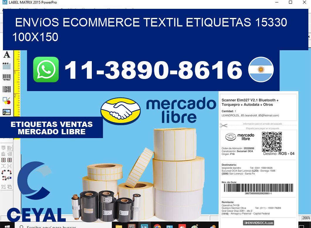 Envíos Ecommerce textil etiquetas 15330 100x150