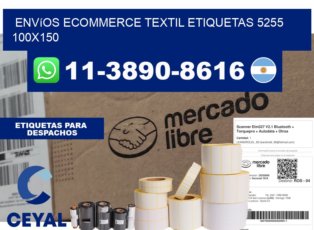 Envíos Ecommerce textil etiquetas 5255 100x150