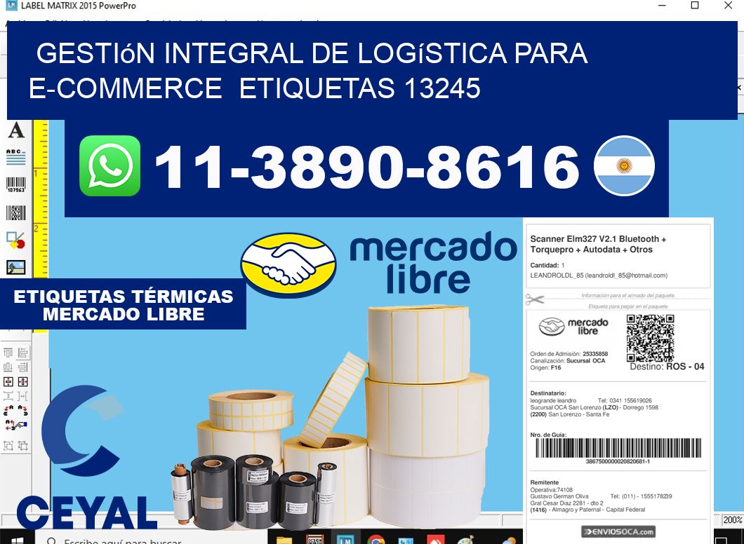 Gestión integral de logística para e-commerce etiquetas 13245