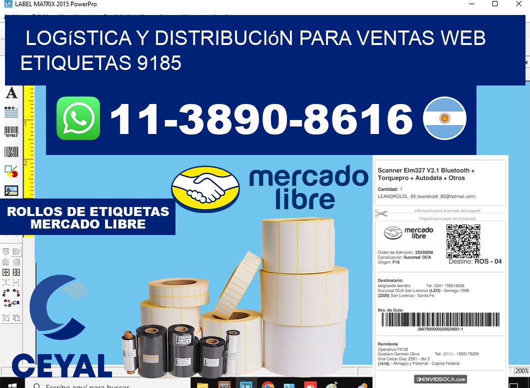 Logística y distribución para ventas web etiquetas 9185