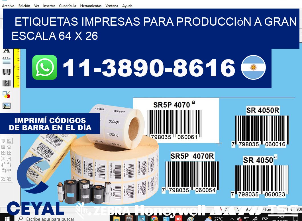 etiquetas impresas para producción a gran escala 64 x 26