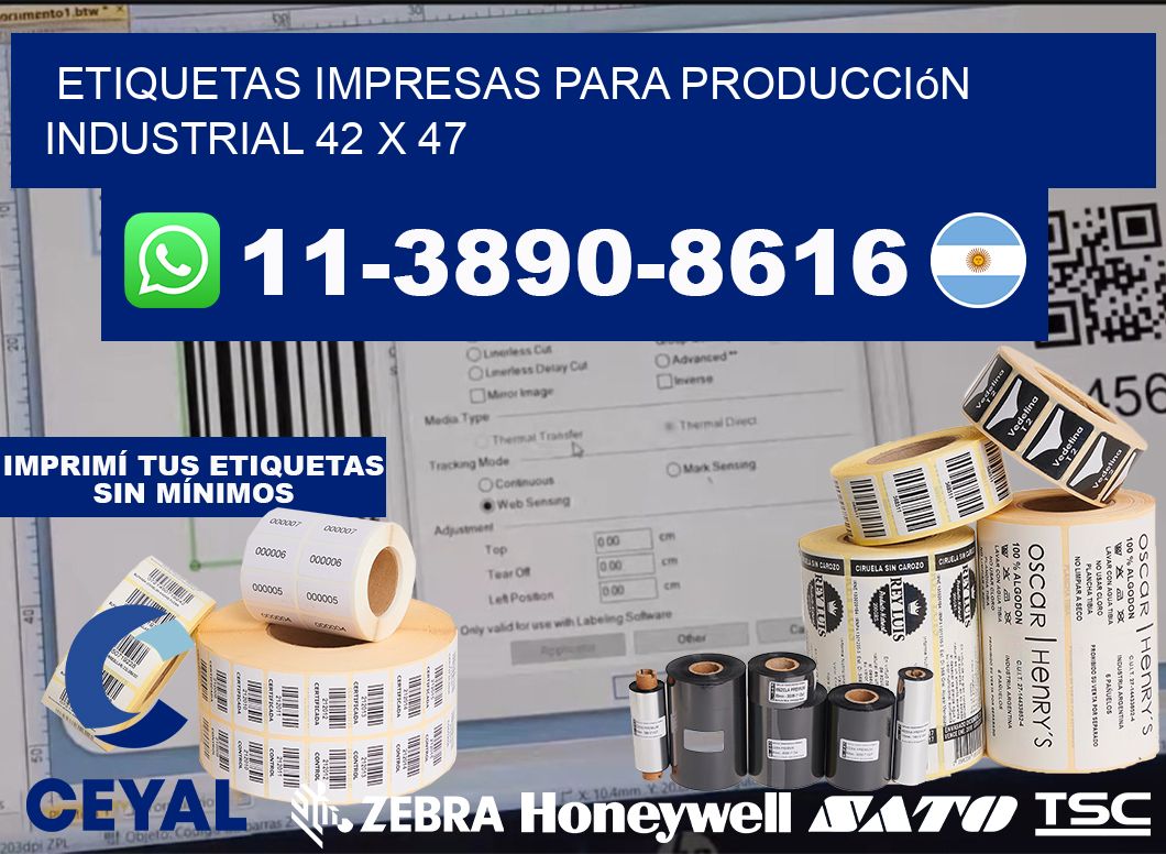 etiquetas impresas para producción industrial 42 x 47