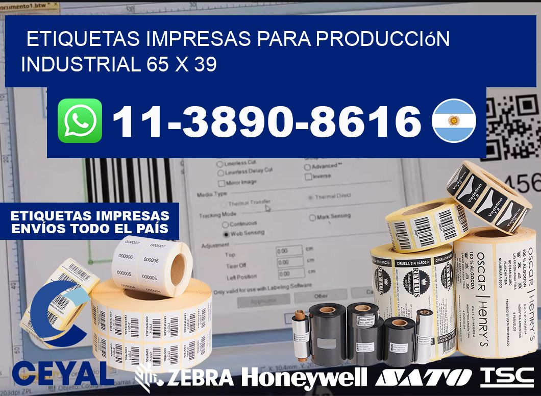 etiquetas impresas para producción industrial 65 x 39
