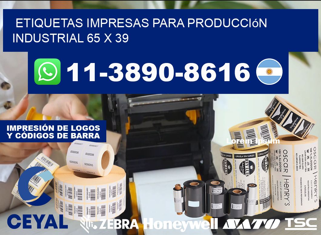 etiquetas impresas para producción industrial 65 x 39