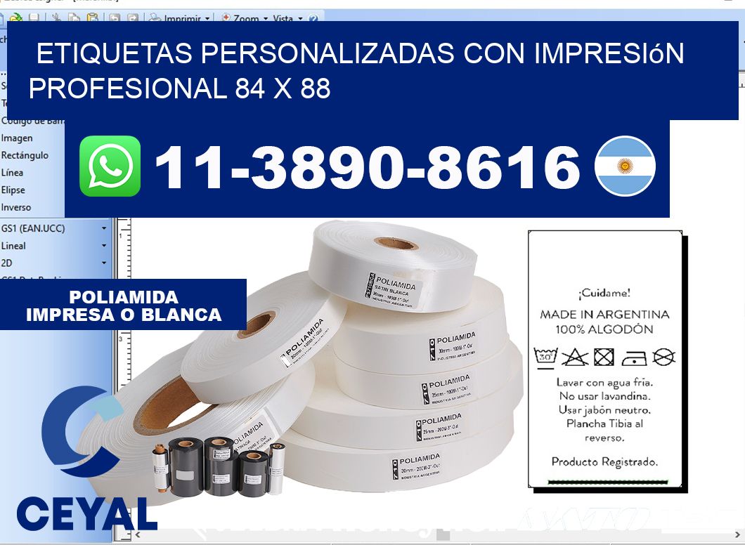 etiquetas personalizadas con impresión profesional 84 x 88