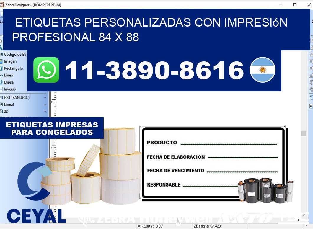 etiquetas personalizadas con impresión profesional 84 x 88