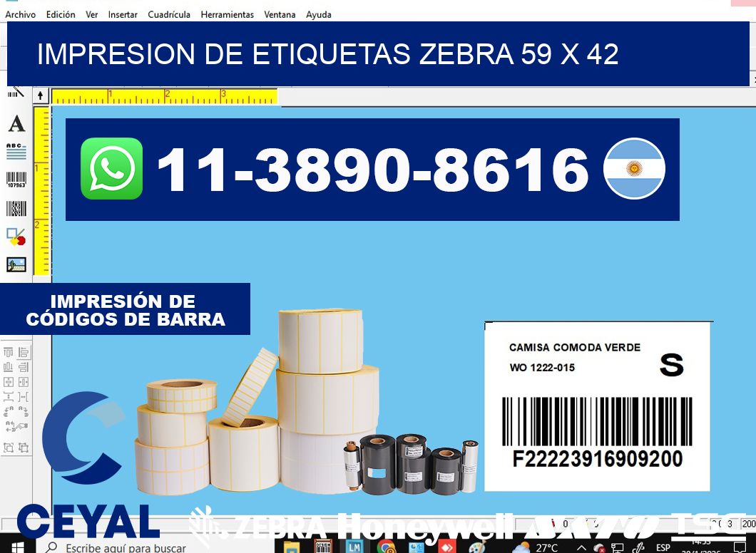 impresion de etiquetas zebra 59 x 42