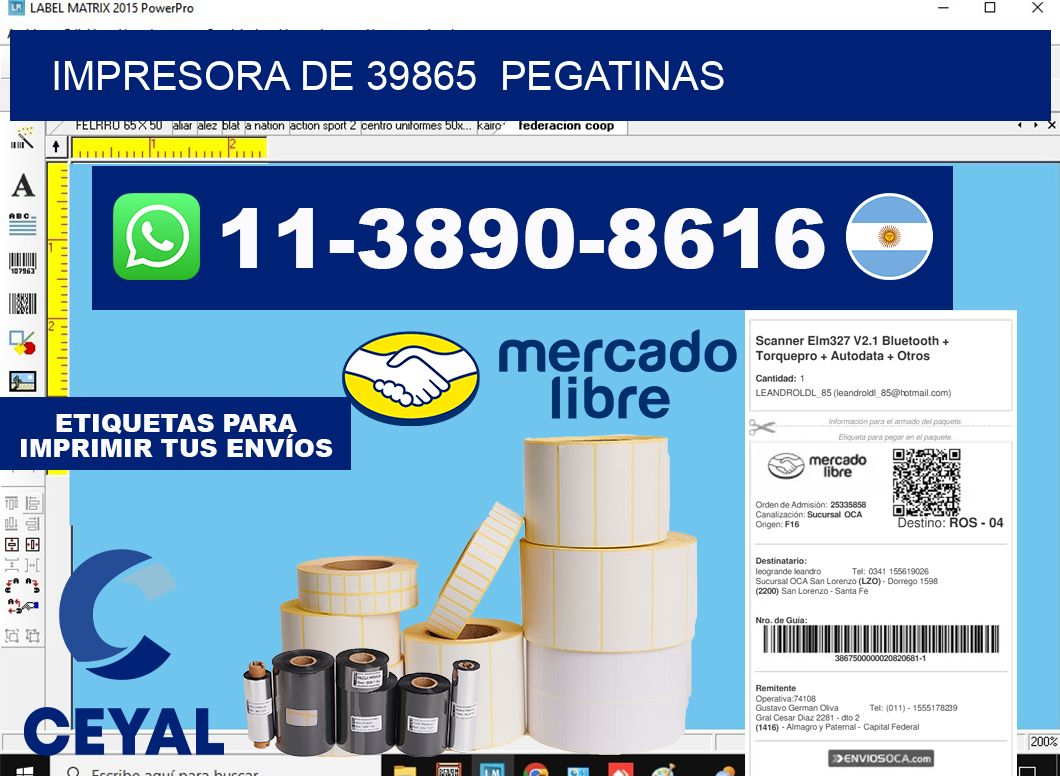 impresora de 39865 pegatinas