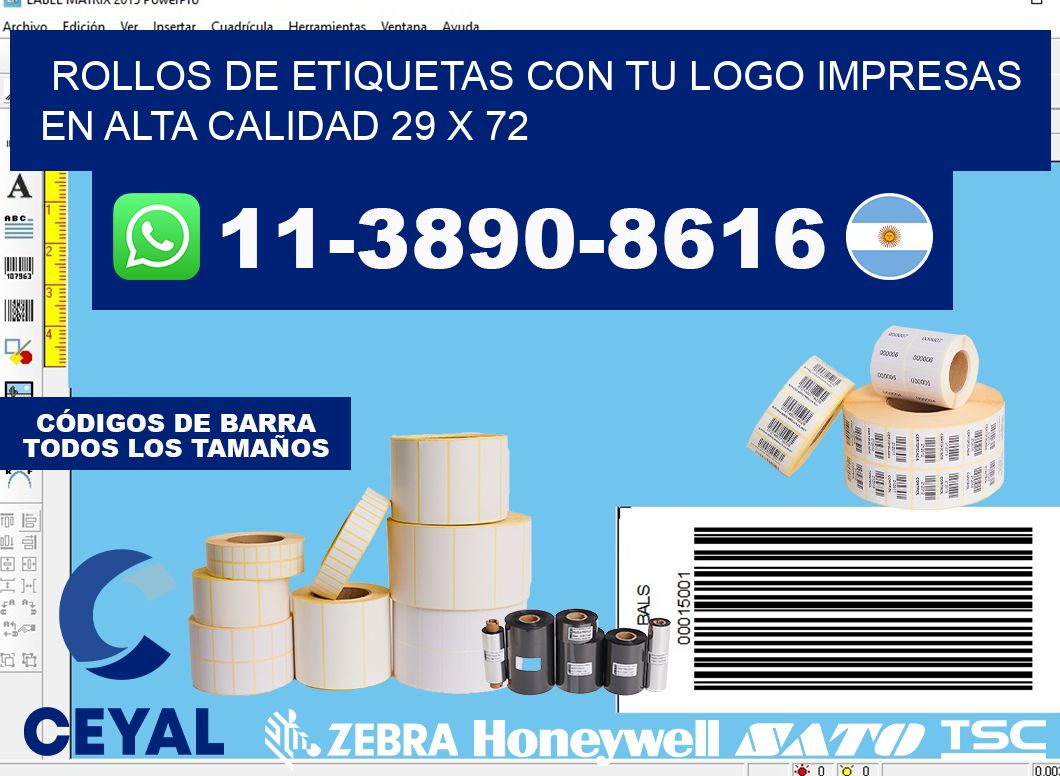 rollos de etiquetas con tu logo impresas en alta calidad 29 x 72