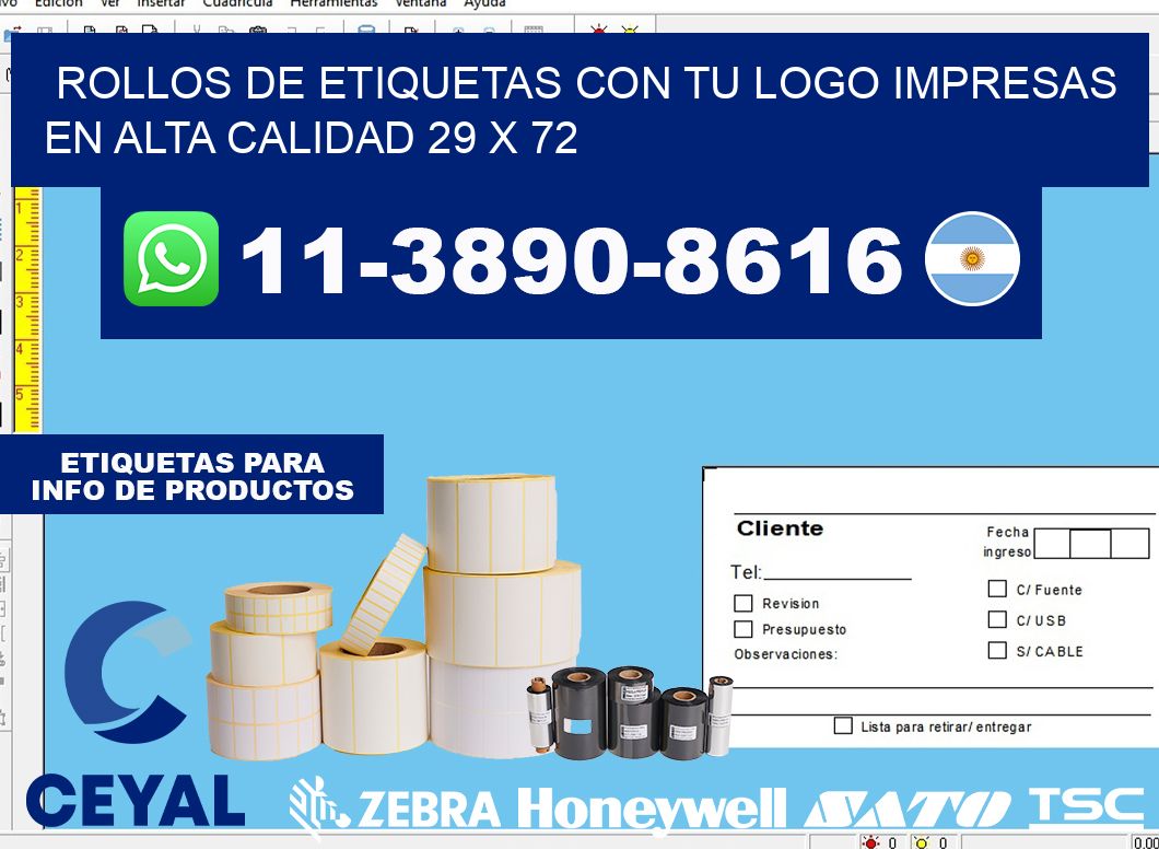 rollos de etiquetas con tu logo impresas en alta calidad 29 x 72