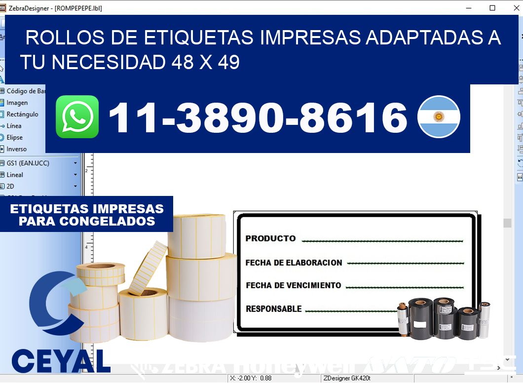 rollos de etiquetas impresas adaptadas a tu necesidad 48 x 49