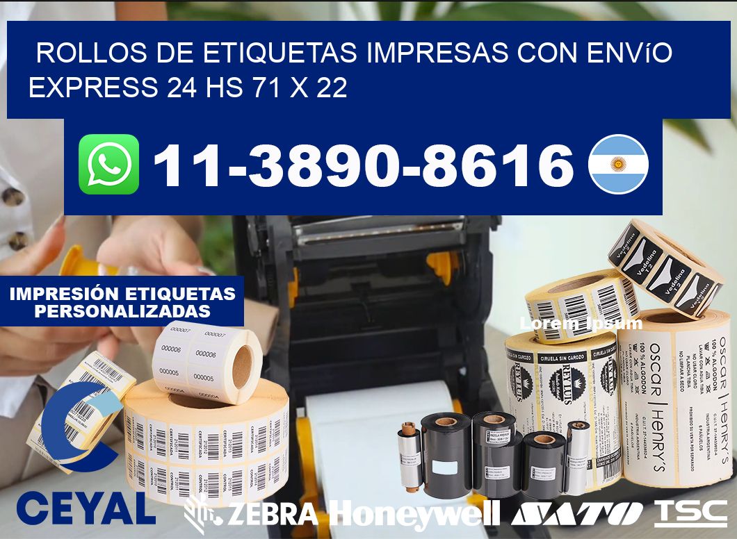 rollos de etiquetas impresas con envío express 24 hs 71 x 22