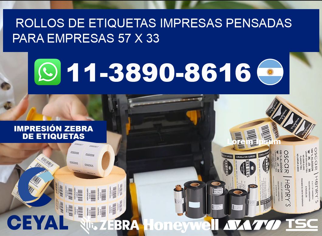 rollos de etiquetas impresas pensadas para empresas 57 x 33