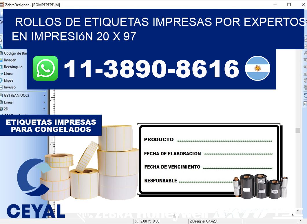 rollos de etiquetas impresas por expertos en impresión 20 x 97
