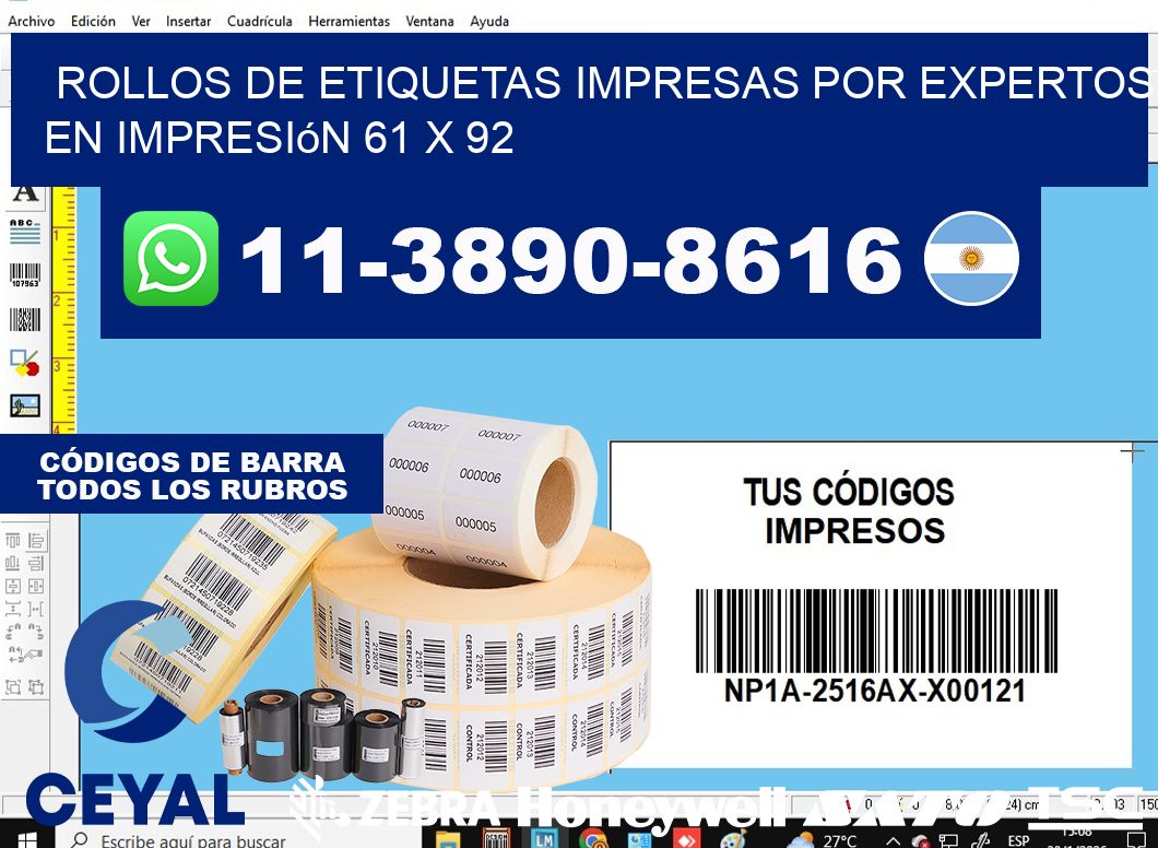 rollos de etiquetas impresas por expertos en impresión 61 x 92