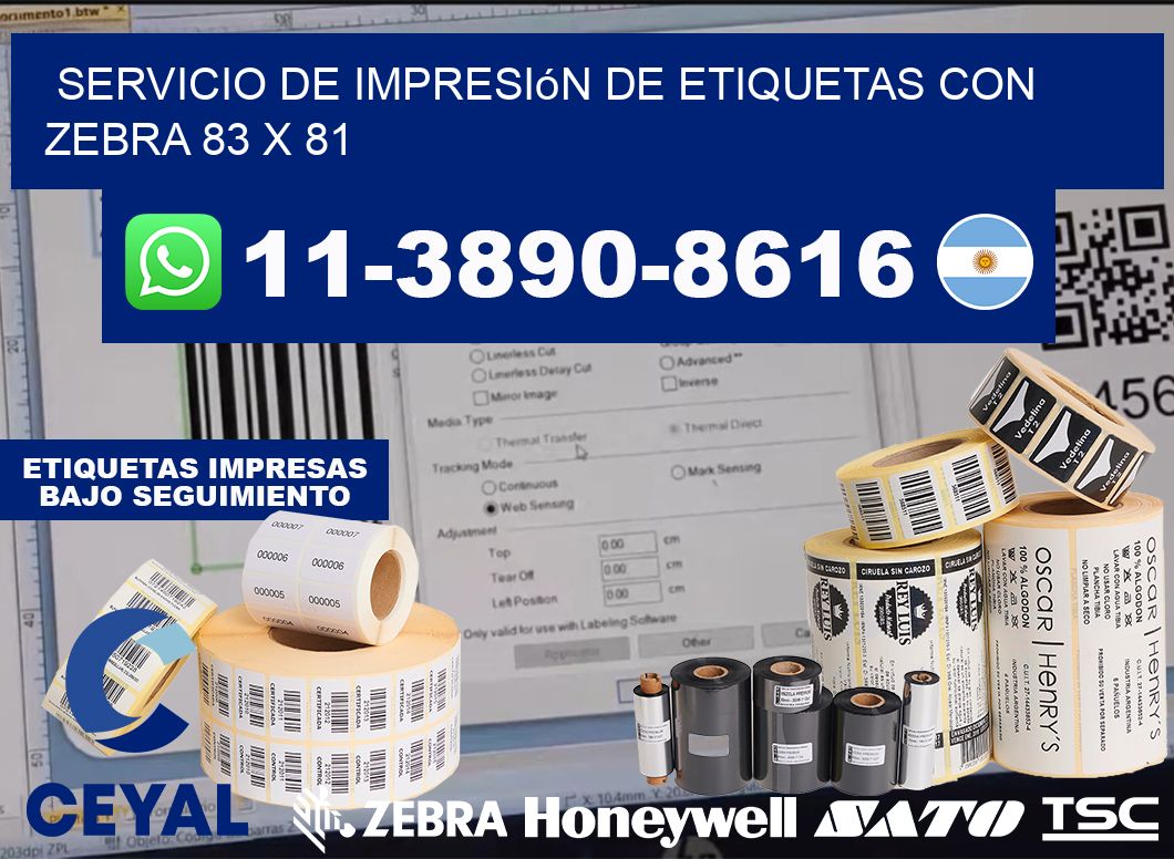servicio de impresión de etiquetas con Zebra 83 x 81
