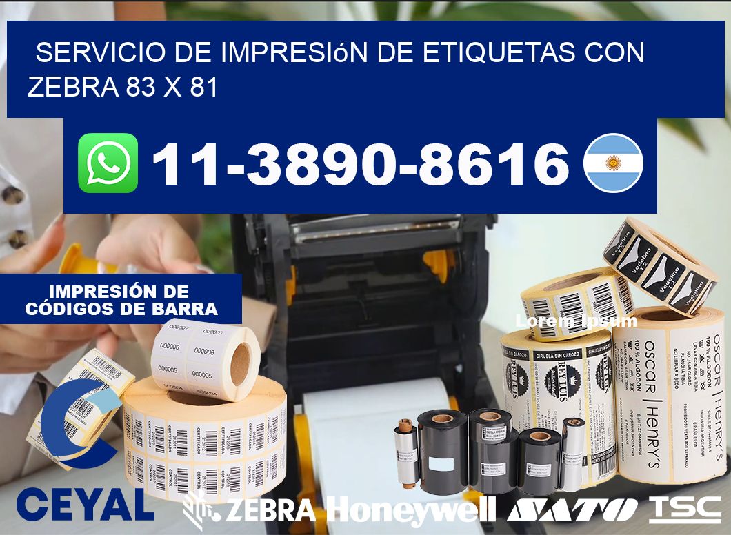 servicio de impresión de etiquetas con Zebra 83 x 81