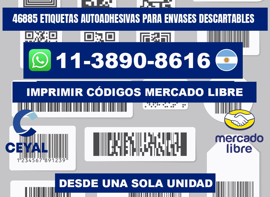 46885 etiquetas autoadhesivas para envases descartables