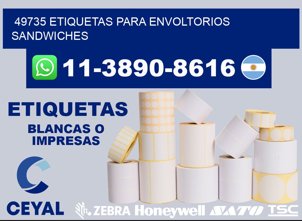 49735 etiquetas para envoltorios sandwiches