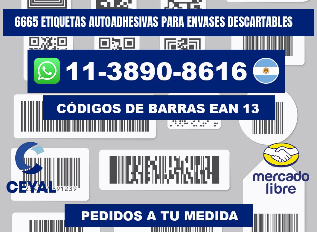 6665 etiquetas autoadhesivas para envases descartables