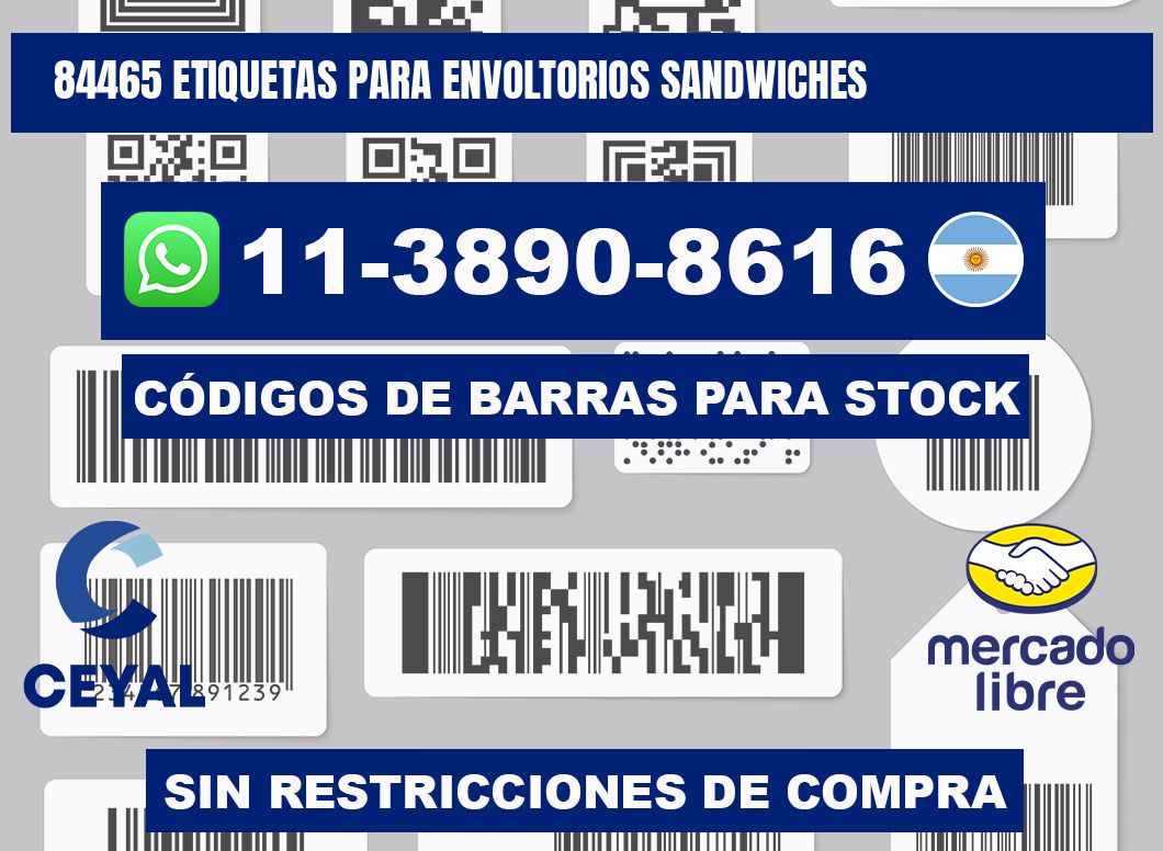 84465 etiquetas para envoltorios sandwiches