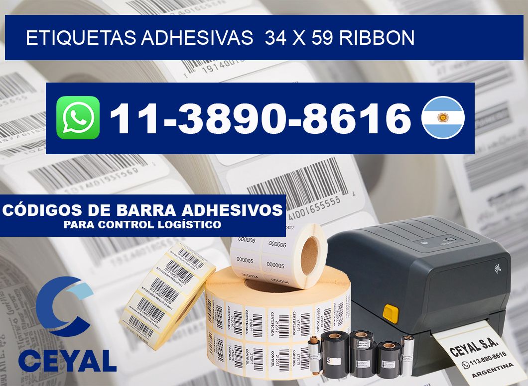 Etiquetas adhesivas  34 x 59 ribbon