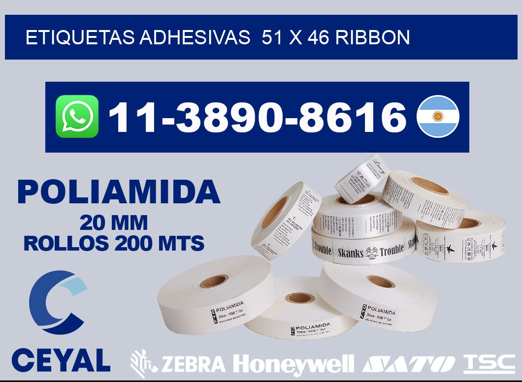 Etiquetas adhesivas  51 x 46 ribbon