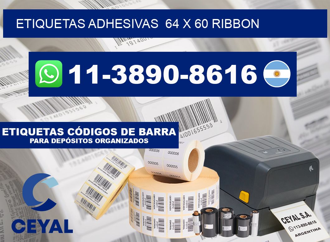 Etiquetas adhesivas  64 x 60 ribbon