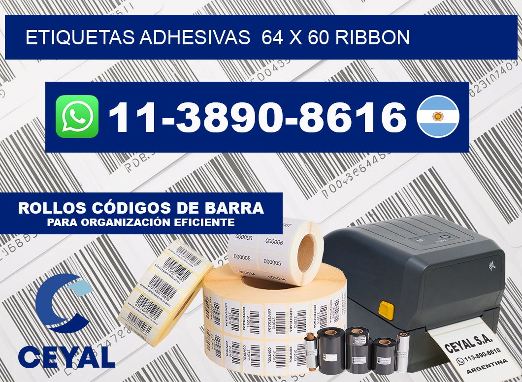 Etiquetas adhesivas  64 x 60 ribbon